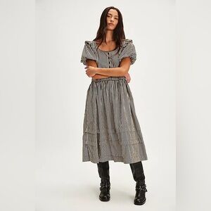 Free People Collier Cord Stripe Midi Dress Women's Large